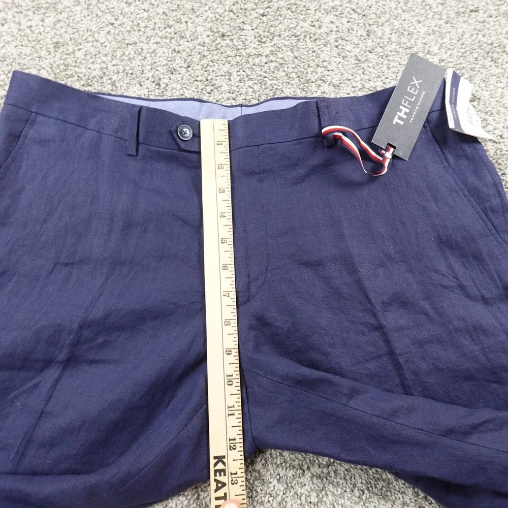 NEW Tommy Hilfiger Pants Mens 36X29 Blue Linen Chino Trouser Dress Slacks Office